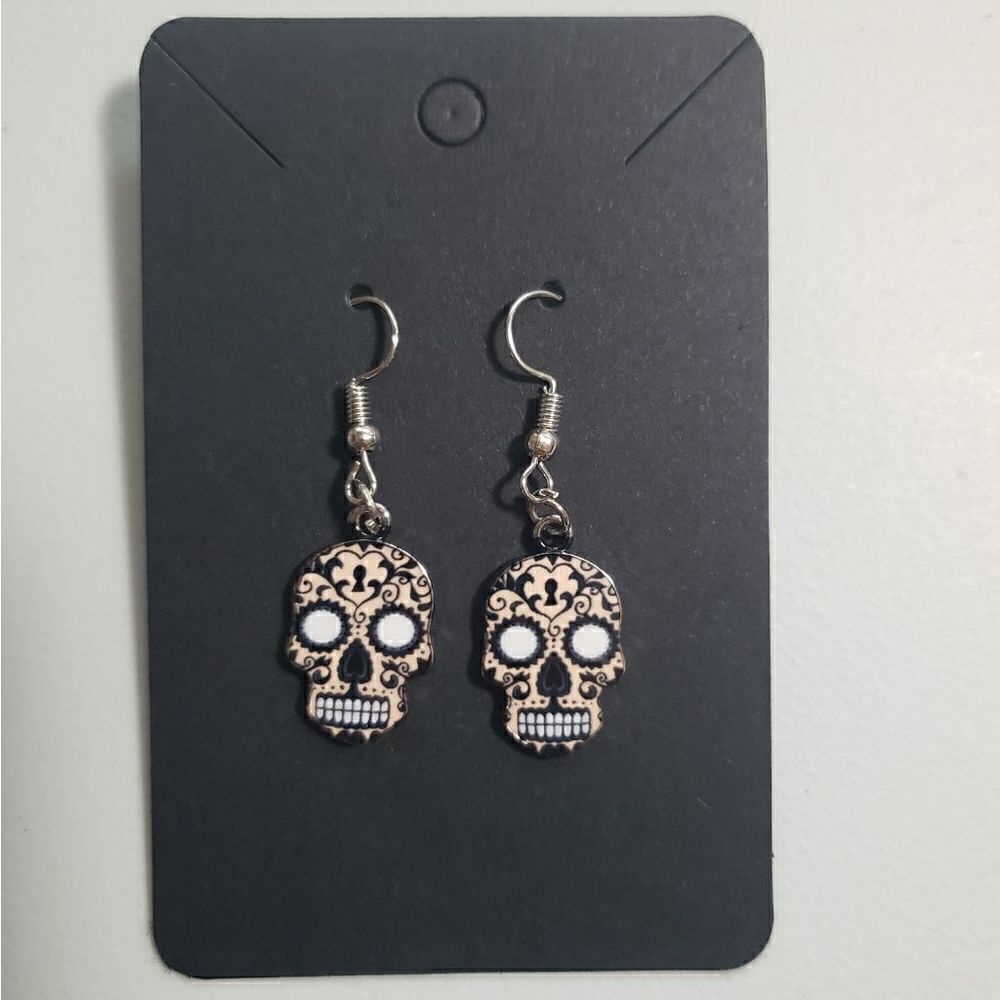 Handmade Halloween Day of the Dead Dia De Muertos candy skull earrings